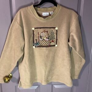 Le Moda Fleece Holiday Country Christmas Brown Top Women’s Medium